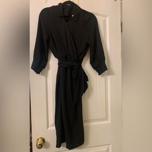 Black faux wrap dress